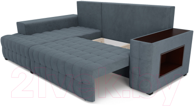 Диван угловой Mebel-Ars Мадрид левый (велюр серо-синий HB-178 26)
