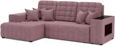 Диван угловой Mebel-Ars Мадрид левый (велюр пудра НВ-178 18) - фото