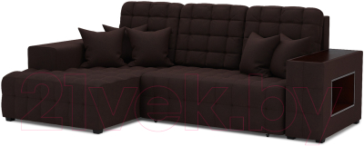 Диван угловой Mebel-Ars Мадрид левый (велюр шоколад НВ-178 16) - фото