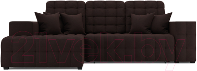 Диван угловой Mebel-Ars Мадрид левый (велюр шоколад НВ-178 16)