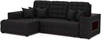 Диван угловой Mebel-Ars Мадрид левый (велюр черный НВ-178 17) - фото