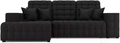 Диван угловой Mebel-Ars Мадрид левый (велюр черный НВ-178 17)
