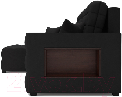 Диван угловой Mebel-Ars Мадрид левый (велюр черный НВ-178 17)