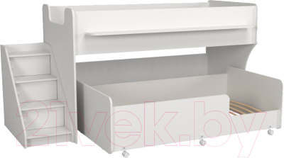 Двухъярусная кровать детская Капризун 12 Р444-2 с лестницей и ящиками - фото