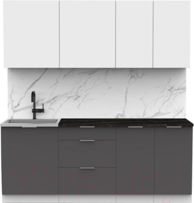 Кухонный гарнитур Интермебель Микс Топ-5 2.0м (белый премиум/графит серый/тунис) - фото