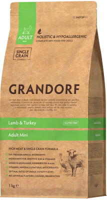 Сухой корм для собак Grandorf Dog Mini Breeds Lamb & Turkey (1кг) - фото