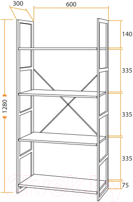 Стеллаж Tetchair WS-01 (Burnt)