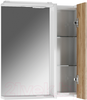 Шкаф с зеркалом для ванной Домино Uno 60 (дуб вотан, левый/правый)