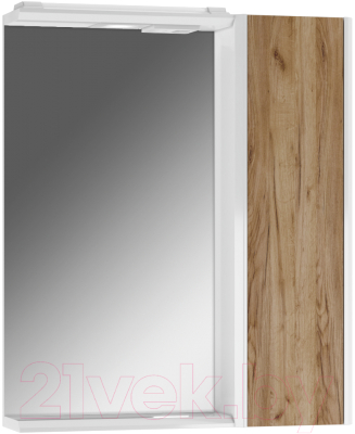 Шкаф с зеркалом для ванной Домино Uno 60 (дуб вотан, левый/правый)