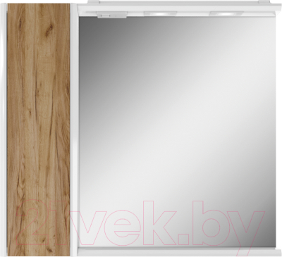 Шкаф с зеркалом для ванной Домино Uno 80 (дуб вотан, левый/правый)
