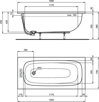 Ванна акриловая Ideal Standard I.Life / T475701