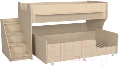 Двухъярусная кровать детская Капризун 12 Р444-2 с лестницей и ящиками - фото