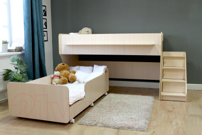 Двухъярусная кровать детская Капризун 12 Р444-2 с лестницей и ящиками