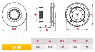 Вентилятор накладной Awenta WXA100