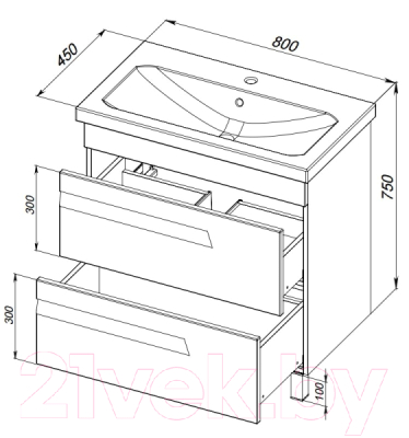 Тумба под умывальник АВН Ливорно 80 / 33.08
