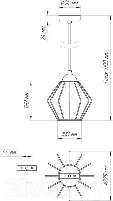 Потолочный светильник Элетех Конти 211 НСБ 01-60-169 Е27 / 1005405024 (черный муар/медь)