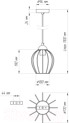 Потолочный светильник Элетех Конти 211 НСБ 01-60-169 Е27 / 1005405023 (черный муар/медь)