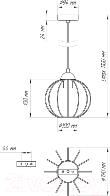 Потолочный светильник Элетех Конти 211 НСБ 01-60-169 Е27 / 1005405022 (черный муар/медь)
