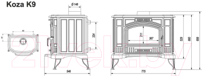 Печь-камин Kratki Koza K9/150