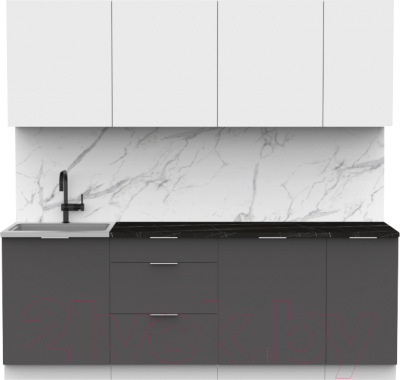Кухонный гарнитур Интермебель Микс Топ-7 2.2м (белый премиум/графит серый/тунис) - фото