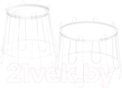 Комплект журнальных столиков Sheffilton SHT-CT6/CT6-2 (белый муар) - фото