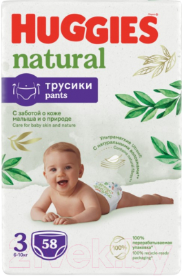 Подгузники-трусики детские Huggies Natural Mega 3 6-10кг