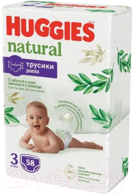 Подгузники-трусики детские Huggies Natural Mega 3 6-10кг