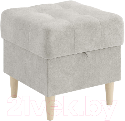 Пуф Сонум Norton 45-45 (микровелюр светло-серый/бук) - фото