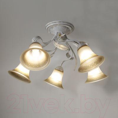 Люстра Элетех Лилия 151 НПБ 01-5x60-107 Е27 ИУ / 1005403756 (белый/золото)