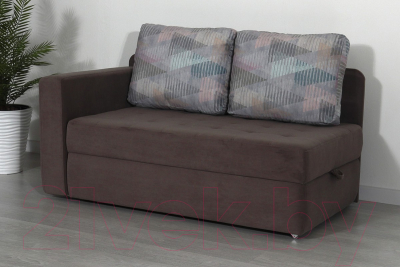 Тахта DiArt Студент левая (велюр Inside Grey/Ultra Stone)