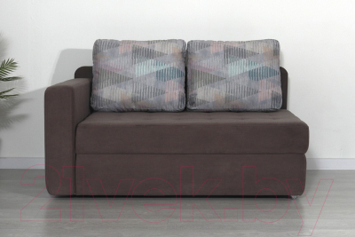 Тахта DiArt Студент левая (велюр Inside Grey/Ultra Stone)