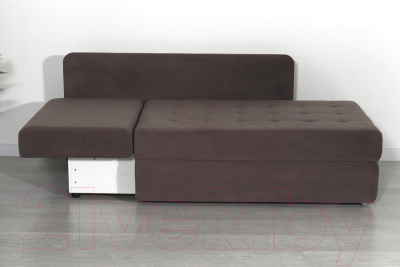 Тахта DiArt Студент левая (велюр Inside Grey/Ultra Stone)