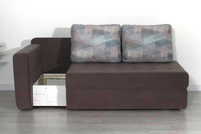 Тахта DiArt Студент левая (велюр Inside Grey/Ultra Stone)