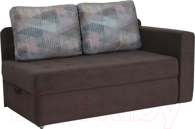 Тахта DiArt Студент правая (велюр Inside Grey/Ultra Stone) - фото