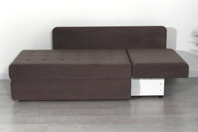 Тахта DiArt Студент правая (велюр Inside Grey/Ultra Stone)