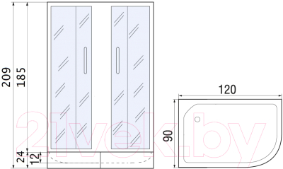 Душевой уголок RIVER Don XL 120/90/24 MT R