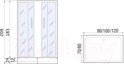 Душевой уголок RIVER Morava XL 90/70/24 MT