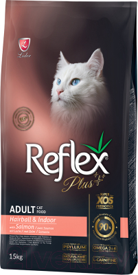 Сухой корм для кошек Reflex Plus Hairball с лососем и курицей (15кг) - фото