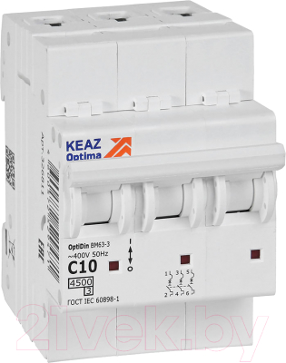 Выключатель автоматический КЭАЗ OptiDin BM63-3C10-4.5-УХЛ3 / 326811 - фото