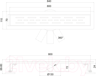 Трап для душа РМС ТЛ02-80x7