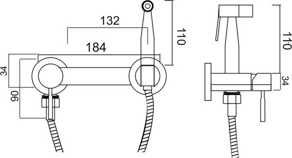 Гигиенический душ со смесителем РМС SUS129-5-2