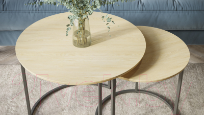 Комплект журнальных столиков Калифорния мебель Лесли (дуб янтарный/черный)