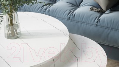 Комплект журнальных столиков Калифорния мебель Лесли (белый мрамор/титан)