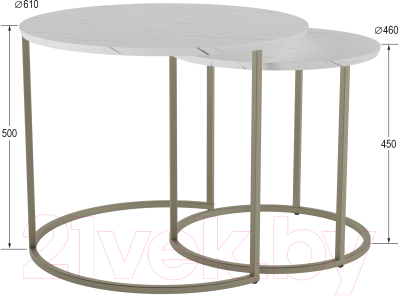 Комплект журнальных столиков Калифорния мебель Лесли (белый мрамор/титан)