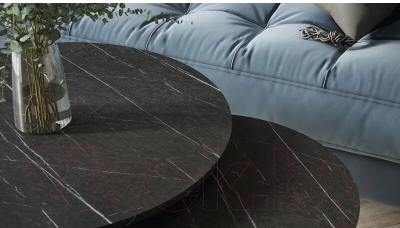 Комплект журнальных столиков Калифорния мебель Лесли (черный мрамор/титан)