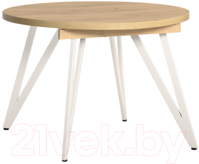 Обеденный стол Millwood Женева 3 D раздвижной D110-150x110x75 (дуб золотой Craft/металл белый) - фото