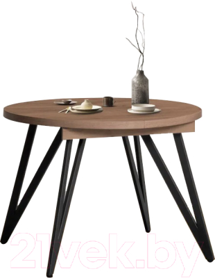 Обеденный стол Millwood Женева 3 D раздвижной 110-150x110x75 (дуб табачный Craft/металл черный) - фото