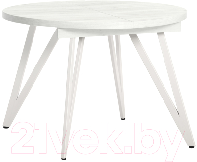 Обеденный стол Millwood Женева 3 D раздвижной D110-150x110x75 (дуб белый Craft/металл белый) - фото