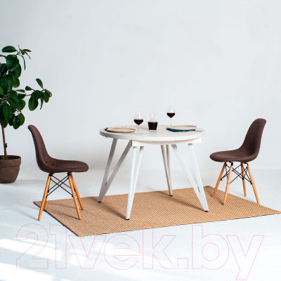 Обеденный стол Millwood Женева 3 D раздвижной D110-150x110x75 (дуб белый Craft/металл белый)