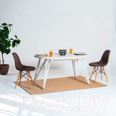 Обеденный стол Millwood Женева 3 D раздвижной D110-150x110x75 (дуб белый Craft/металл белый)